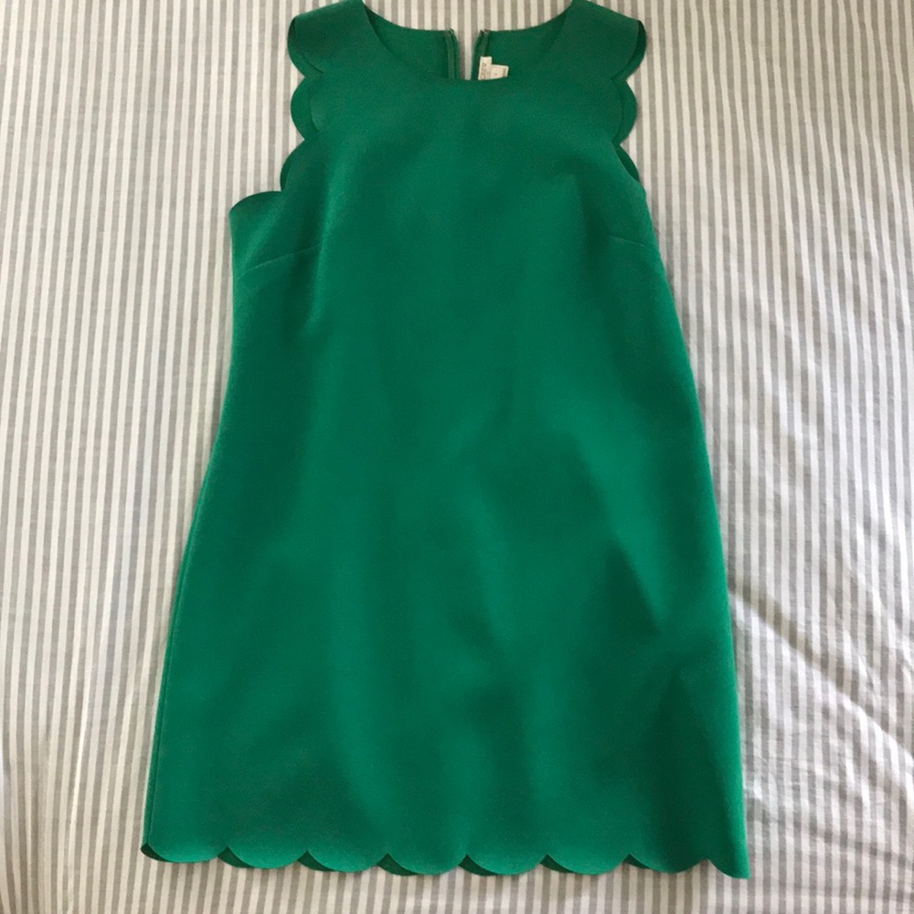 J Crew Scalloped Green Dress